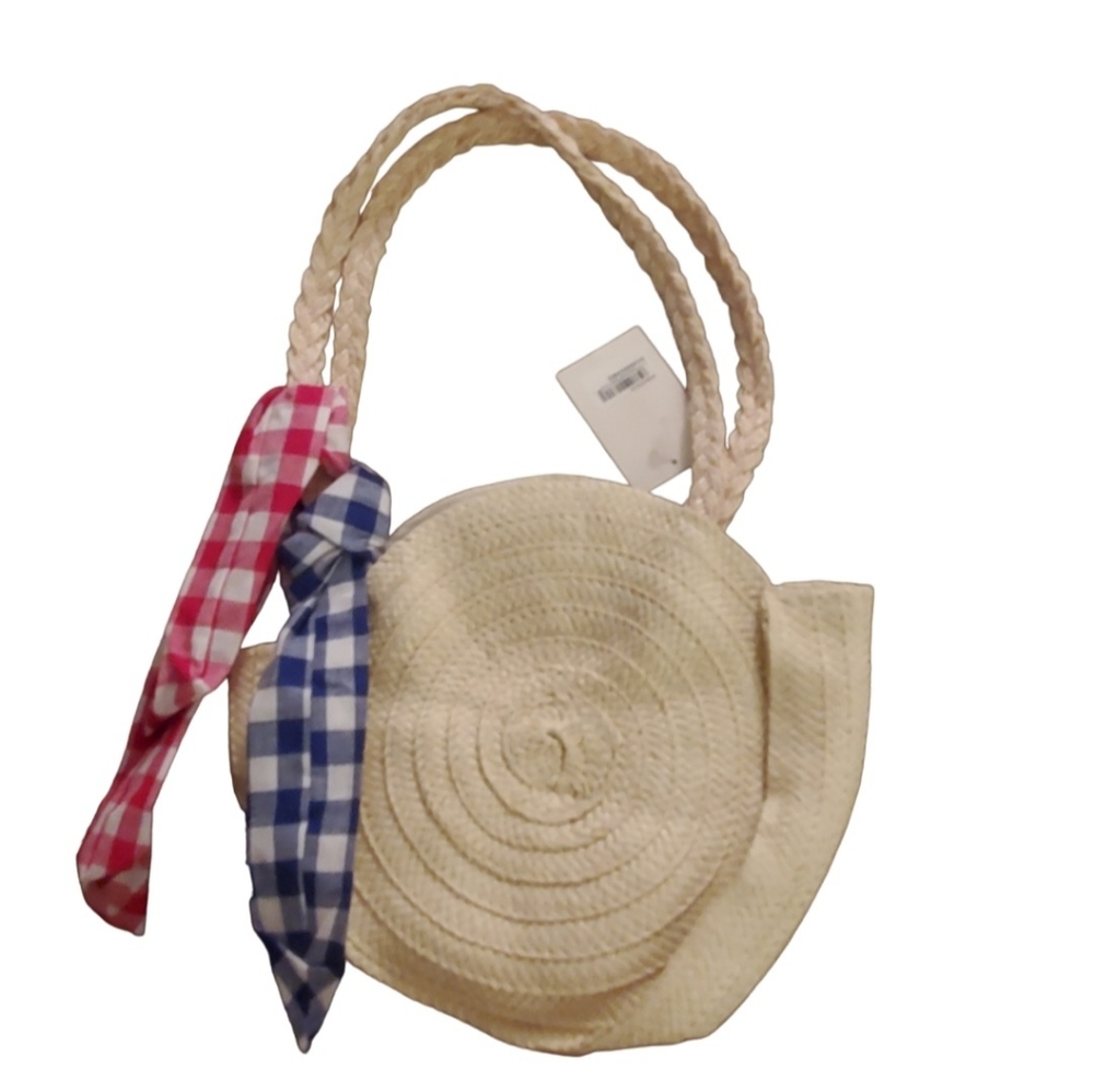 Tucker + Tate Straw Gingham Tote Bag NWT